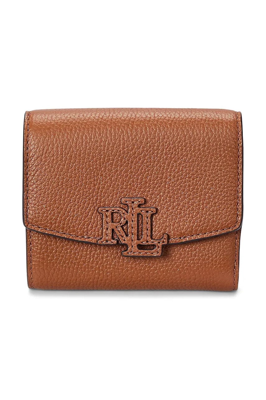 Δερμάτινο πορτοφόλι Lauren Ralph Lauren γυναικείο, χρώμα: καφέ, 432966782