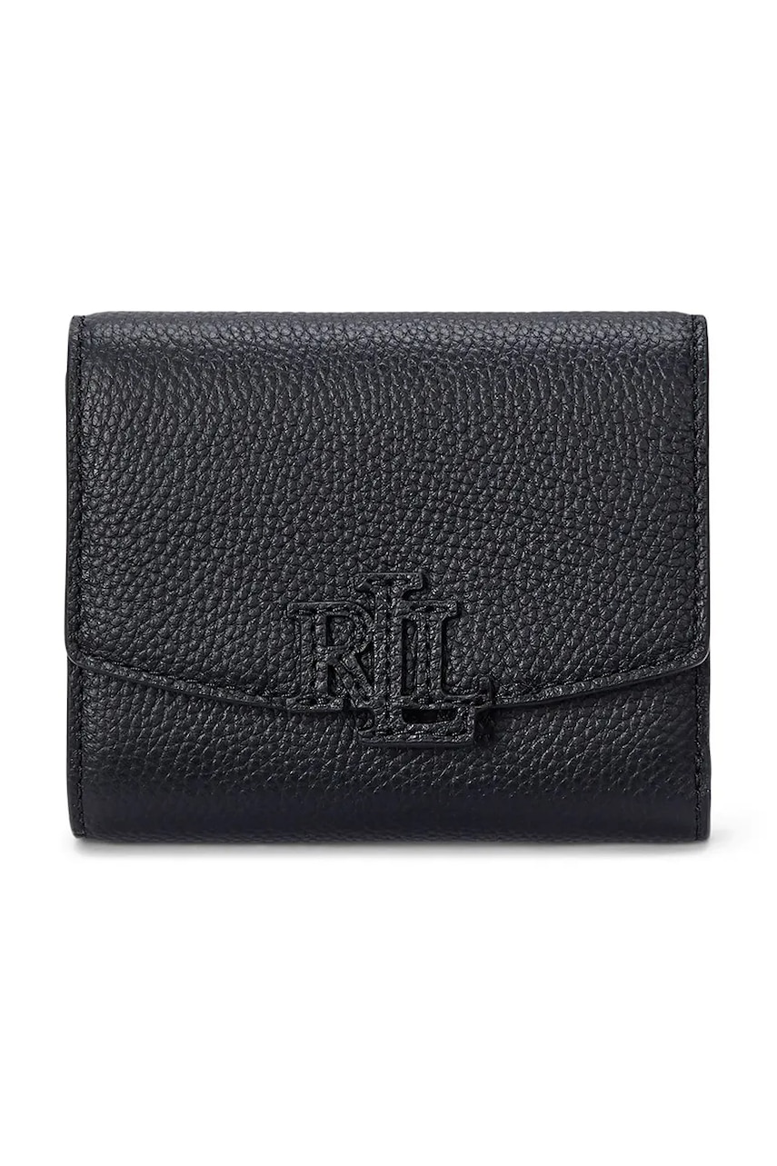 Δερμάτινο πορτοφόλι Lauren Ralph Lauren γυναικείο, χρώμα: μαύρο, 432966782