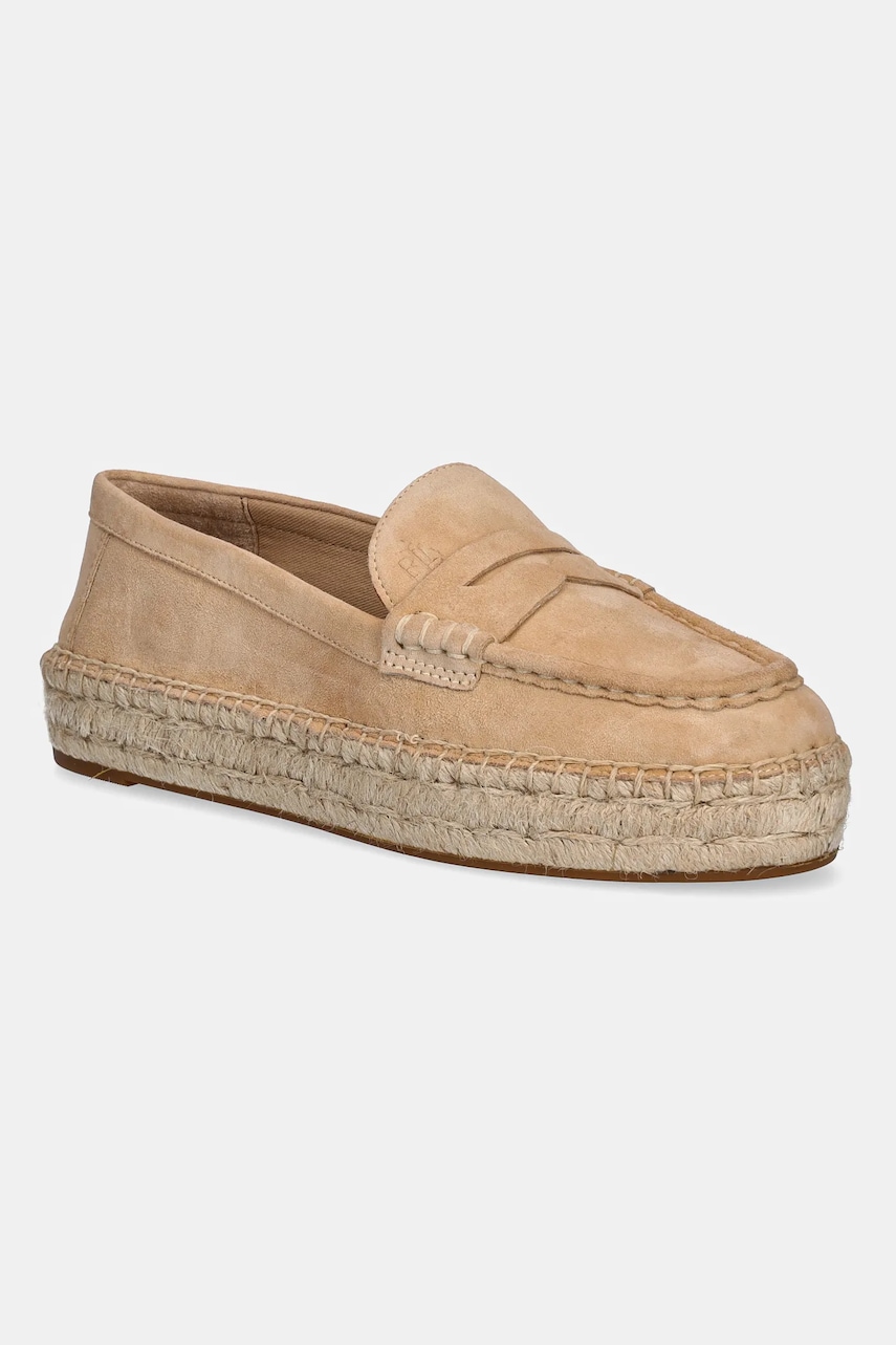 Εσπαντρίγιες σουέτ Lauren Ralph Lauren Luize Loafer χρώμα: μπεζ, 802953958007