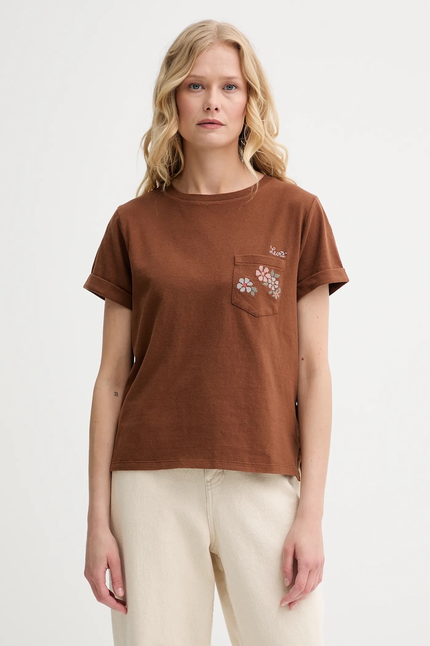 Βαμβακερό μπλουζάκι Levi's χρώμα: πράσινο