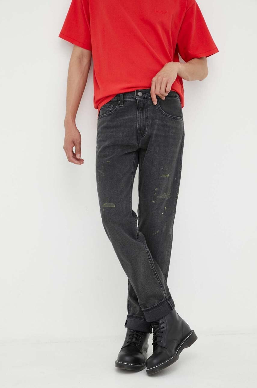 Τζιν παντελόνι Levi's 502 TAPER χρώμα: μαύρο