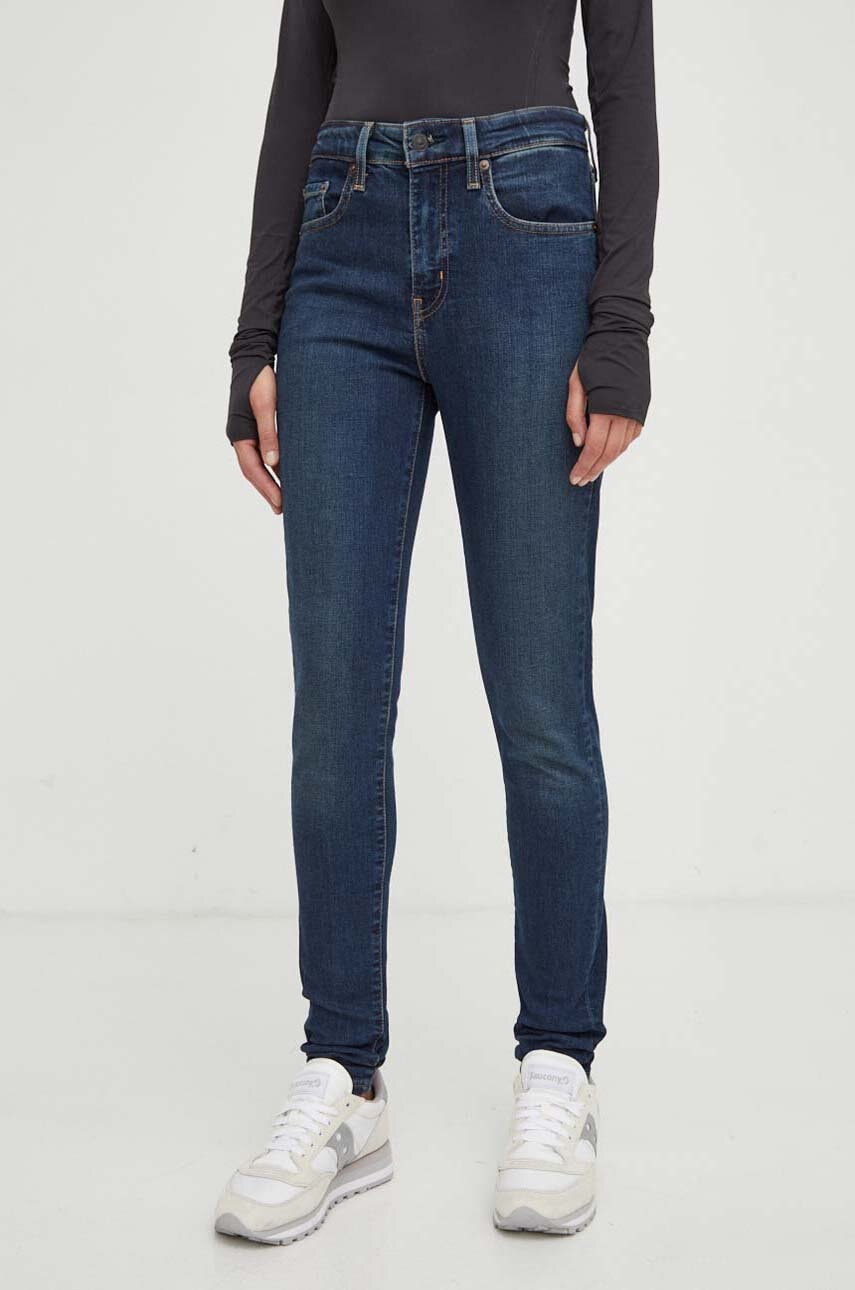 Τζιν παντελόνι Levi's 721 HIGH RISE SKINNY χρώμα: ναυτικό μπλε F30