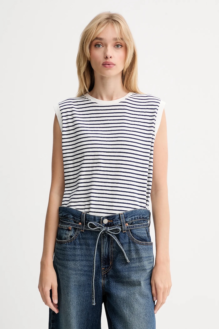 Βαμβακερό τοπ Levi's χρώμα: άσπρο, A8794