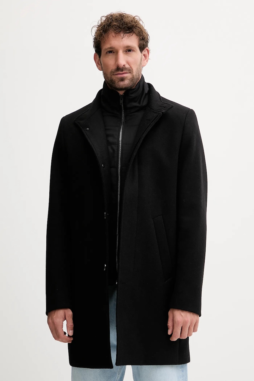 Παλτό με προσθήκη μαλλιού Lindbergh χρώμα: μαύρο, 30-342030B