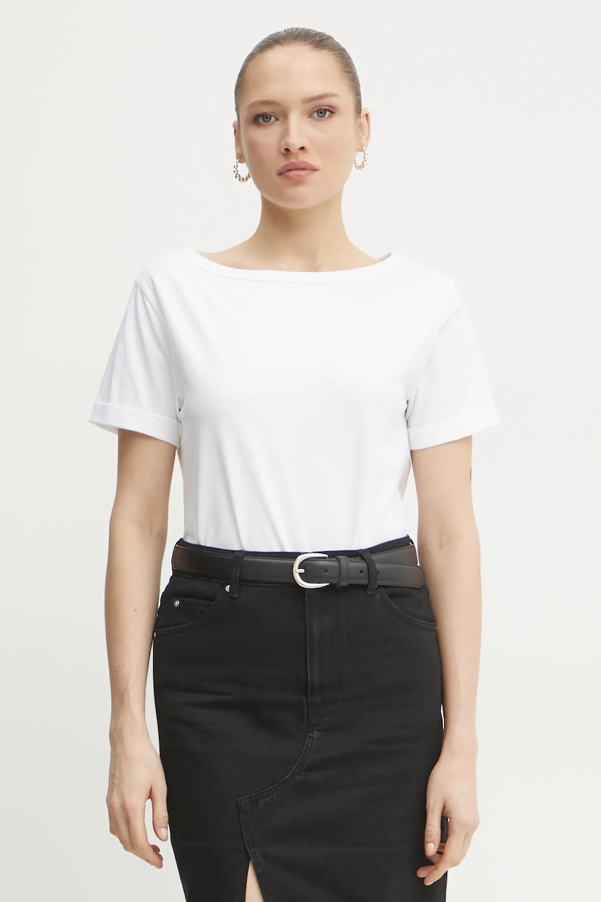 Βαμβακερό μπλουζάκι Liviana Conti γυναικείο, χρώμα: άσπρο, F5SW69