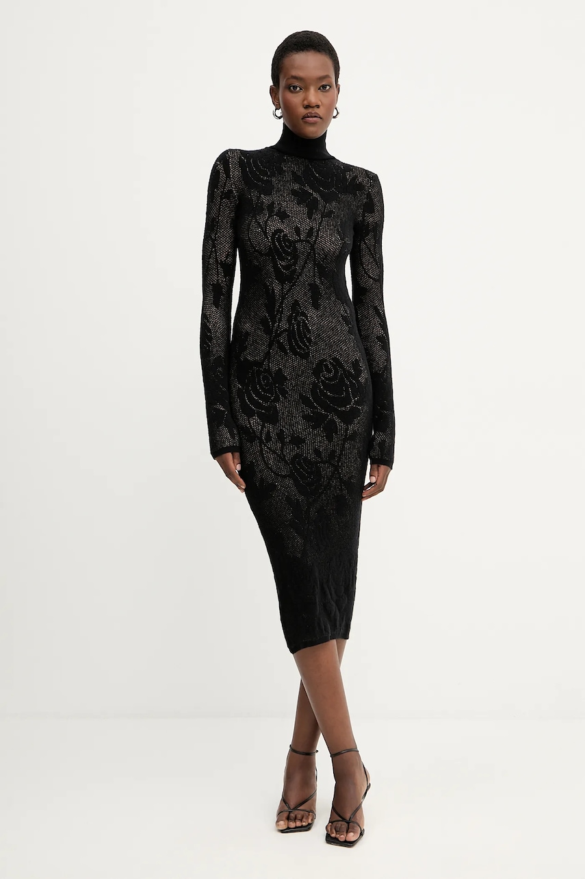 Φόρεμα με προσθήκη μαλλιού Liviana Conti χρώμα: μαύρο, F5WG48