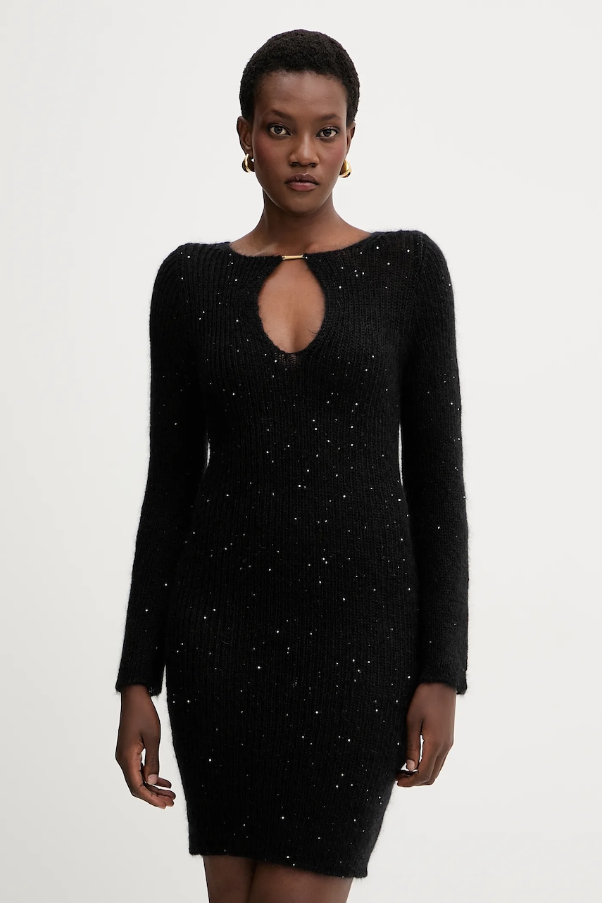 Φόρεμα με προσθήκη μαλλιού Liviana Conti χρώμα: μαύρο, L5WG62