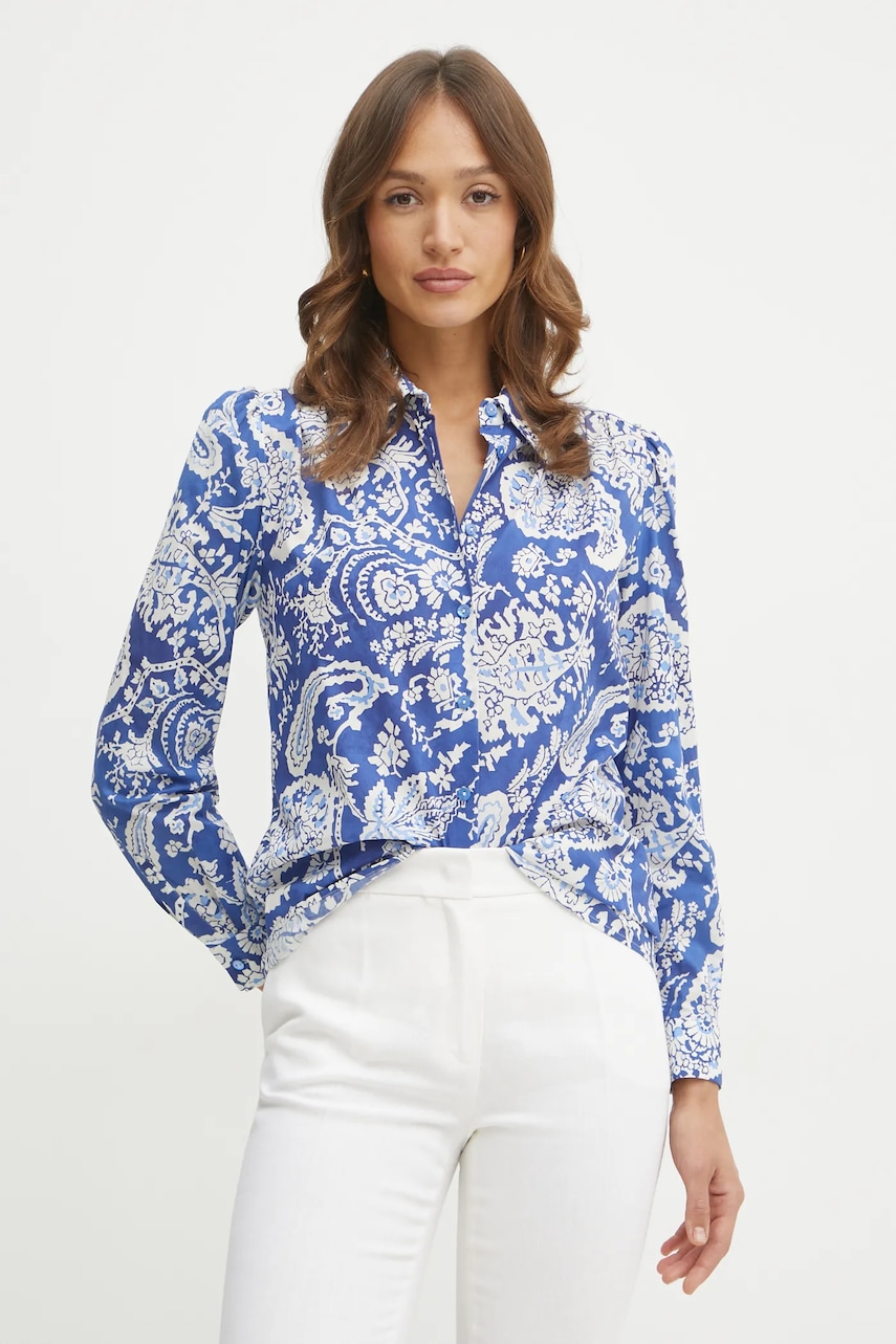 Βαμβακερό πουκάμισο Luisa Spagnoli χρώμα: μοβ, 541847