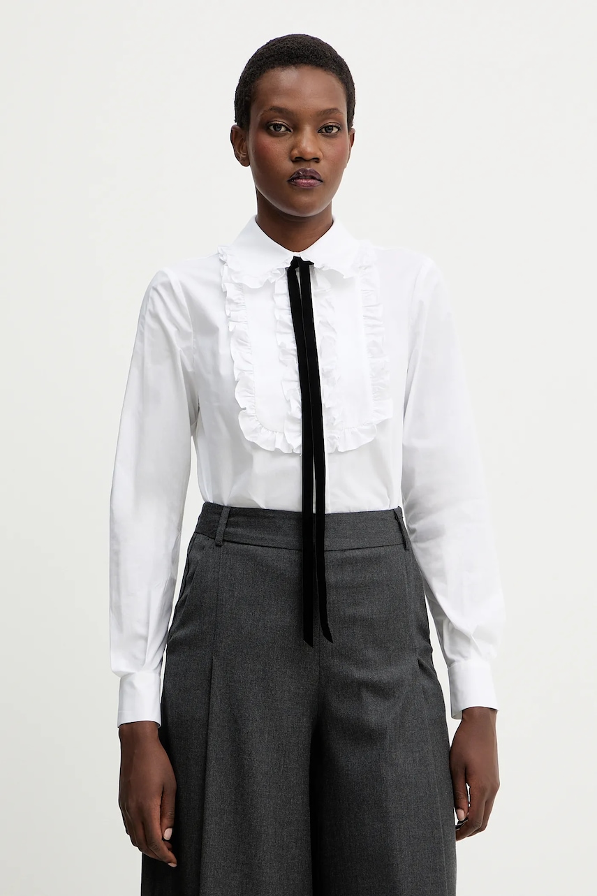 Βαμβακερό πουκάμισο Luisa Spagnoli χρώμα: άσπρο, 542457