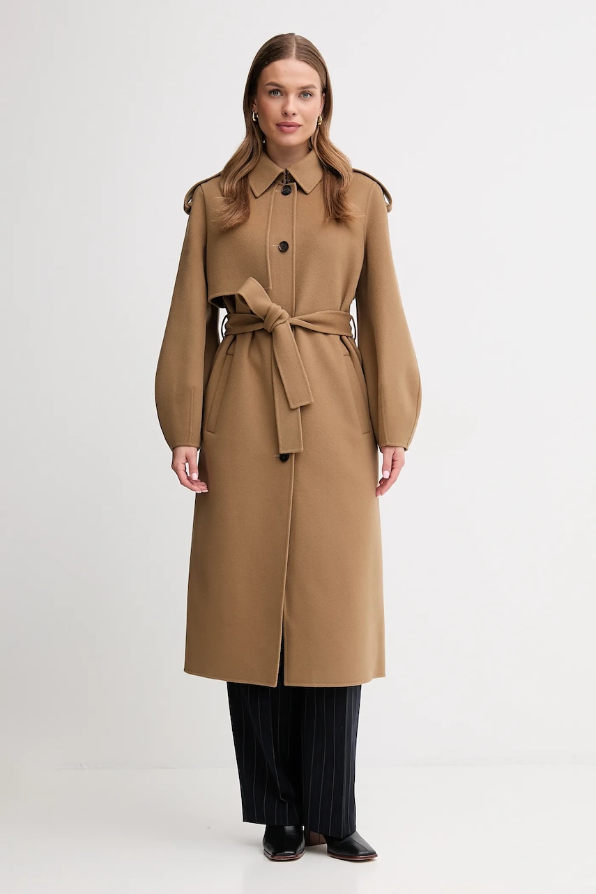 Μάλλινο παλτό MACKAGE χρώμα: μπεζ, CEYLA
