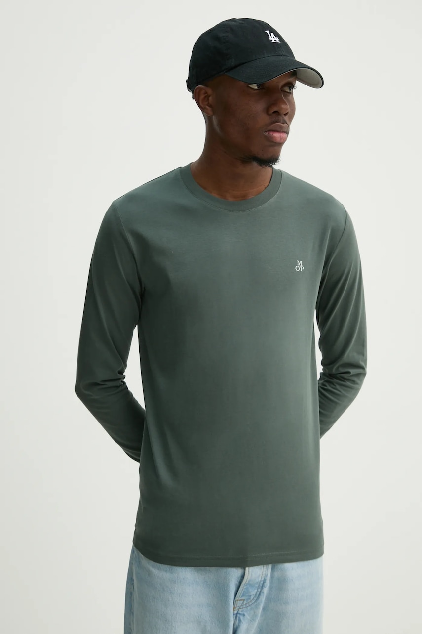 Βαμβακερή μπλούζα με μακριά μανίκια Marc O'Polo χρώμα: πράσινο