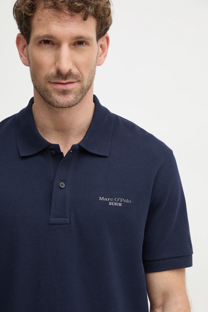 Βαμβακερό μπλουζάκι πόλο Marc O'Polo χρώμα: ναυτικό μπλε, 5000005925