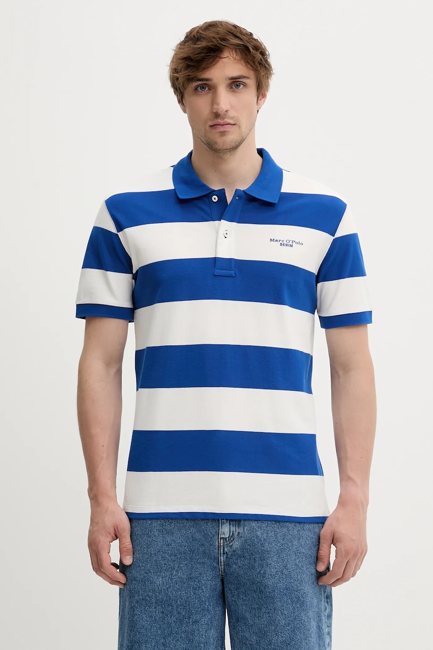 Βαμβακερό μπλουζάκι πόλο Marc O'Polo ανδρικό, χρώμα: μοβ, 5000005949
