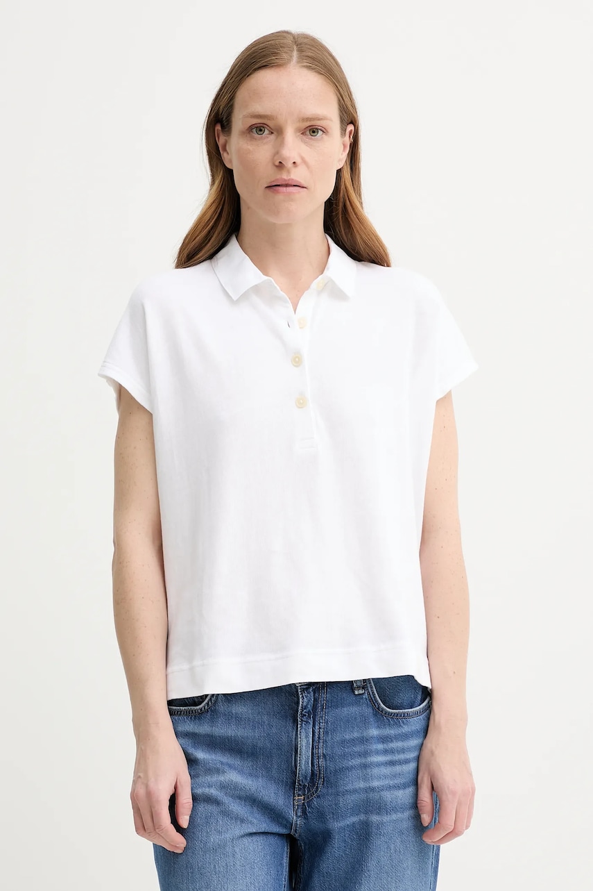 Βαμβακερό μπλουζάκι πόλο Marc O'Polo χρώμα: άσπρο, 516232153021