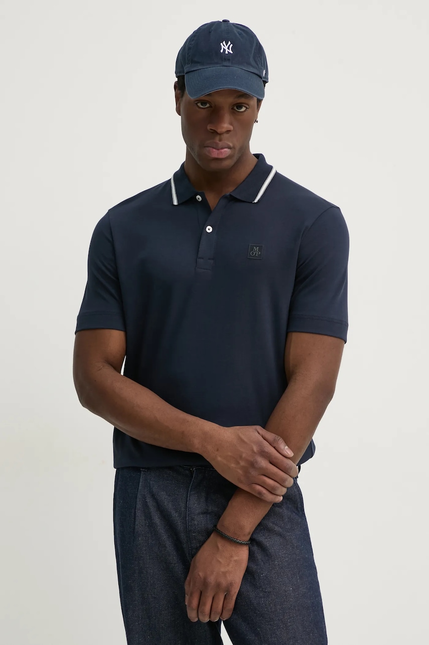 Βαμβακερό μπλουζάκι πόλο Marc O'Polo ανδρικό, χρώμα: ναυτικό μπλε, 522203453034