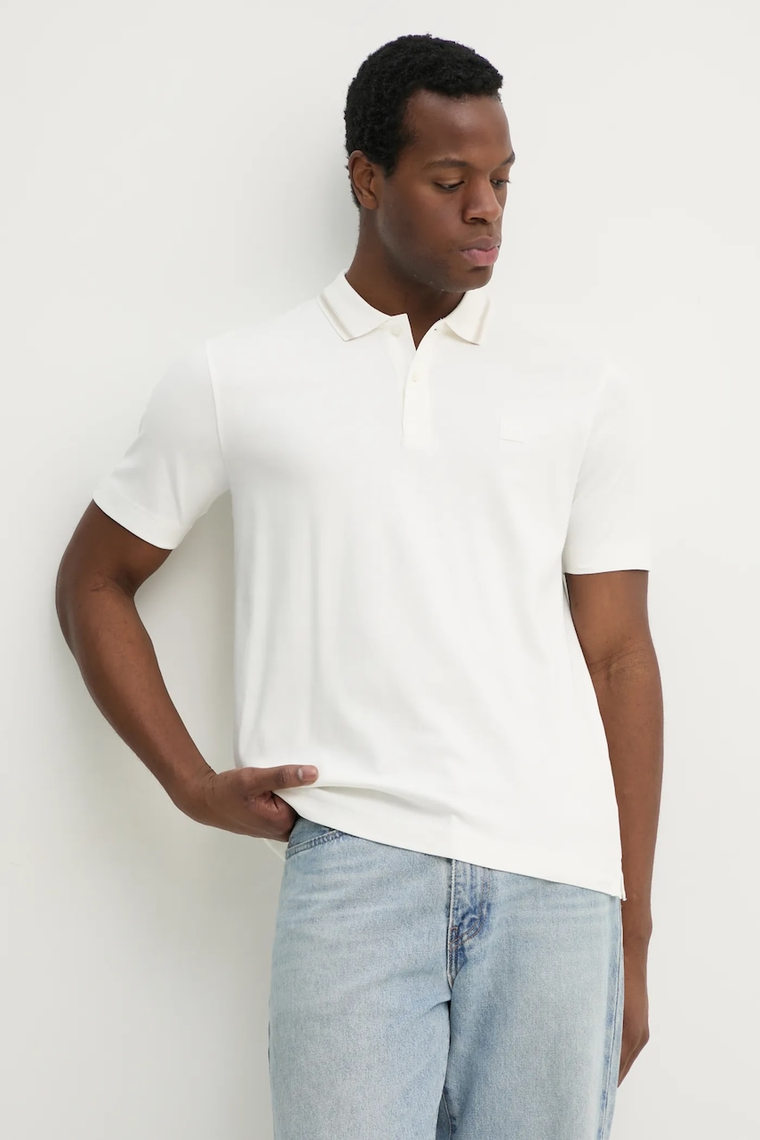 Βαμβακερό μπλουζάκι πόλο Marc O'Polo ανδρικό, χρώμα: μπεζ, 522203453034