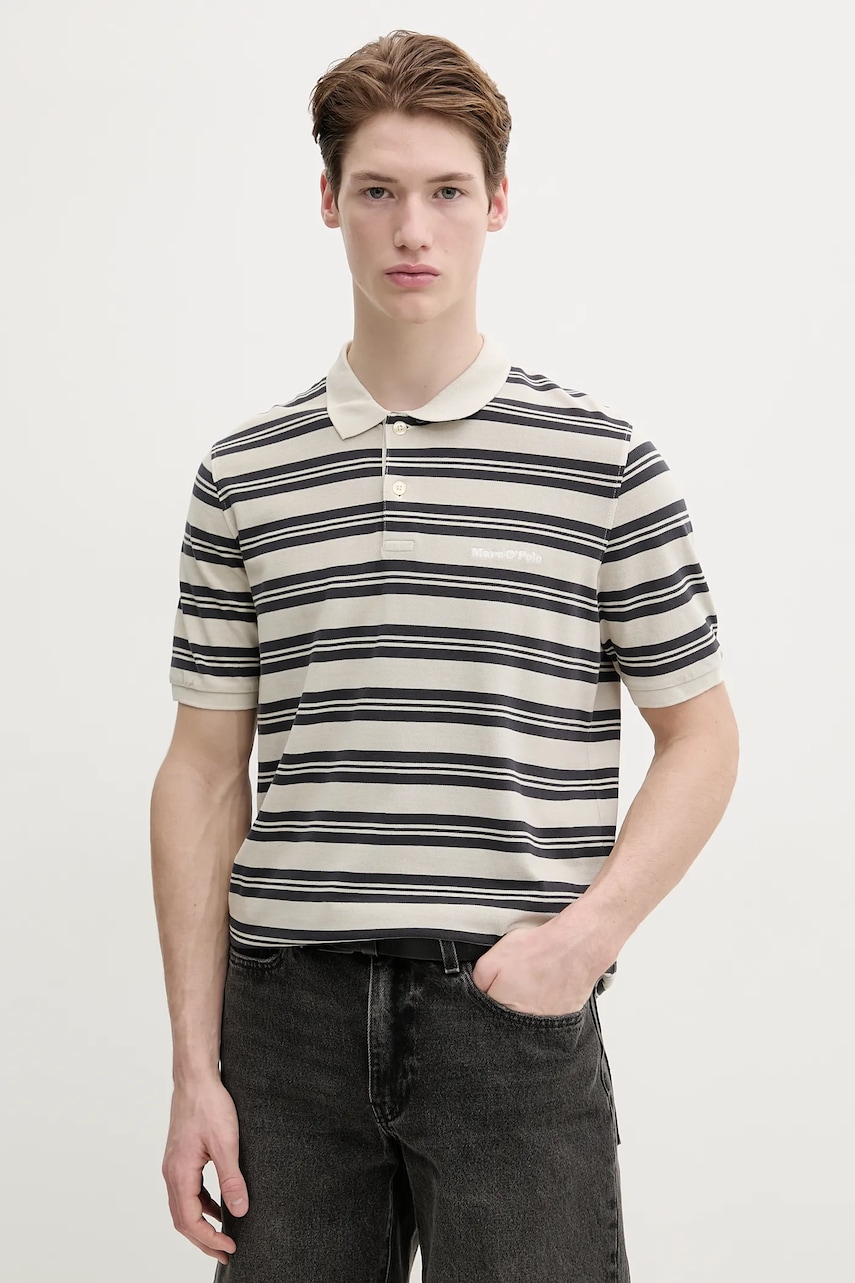 Βαμβακερό μπλουζάκι πόλο Marc O'Polo ανδρικό, χρώμα: μπεζ, 522206853040