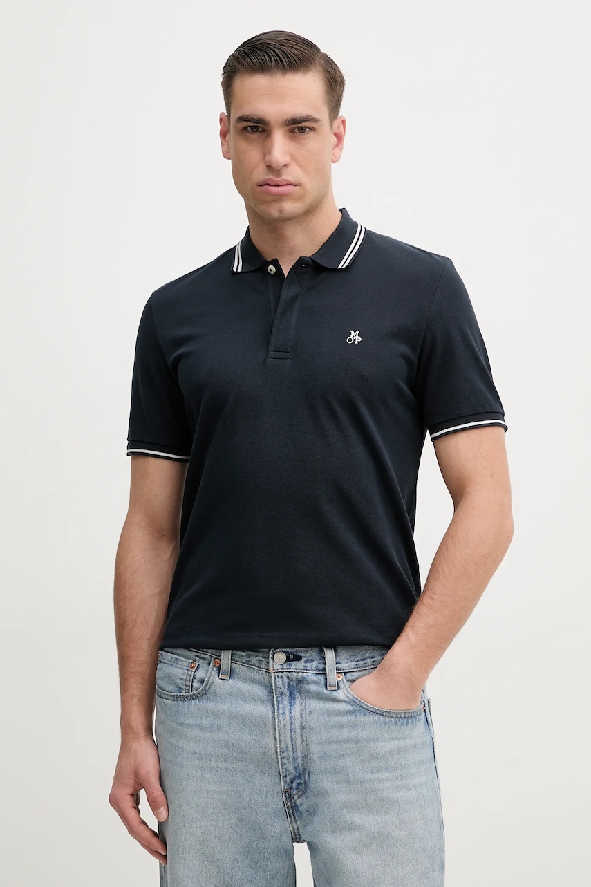 Βαμβακερό μπλουζάκι πόλο Marc O'Polo ανδρικό, χρώμα: ναυτικό μπλε, 523223053054