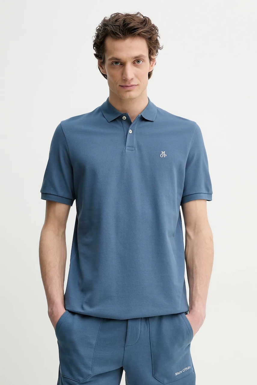 Βαμβακερό μπλουζάκι πόλο Marc O'Polo ανδρικό, χρώμα: μπλε, 523223053092