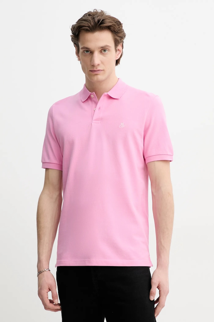 Βαμβακερό μπλουζάκι πόλο Marc O'Polo ανδρικό, χρώμα: ροζ, 523223053092