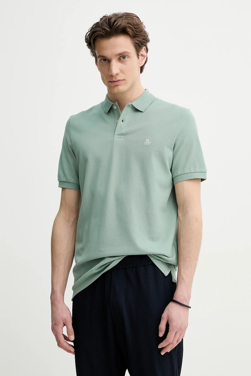 Βαμβακερό μπλουζάκι πόλο Marc O'Polo ανδρικό, χρώμα: πράσινο, 523223053092