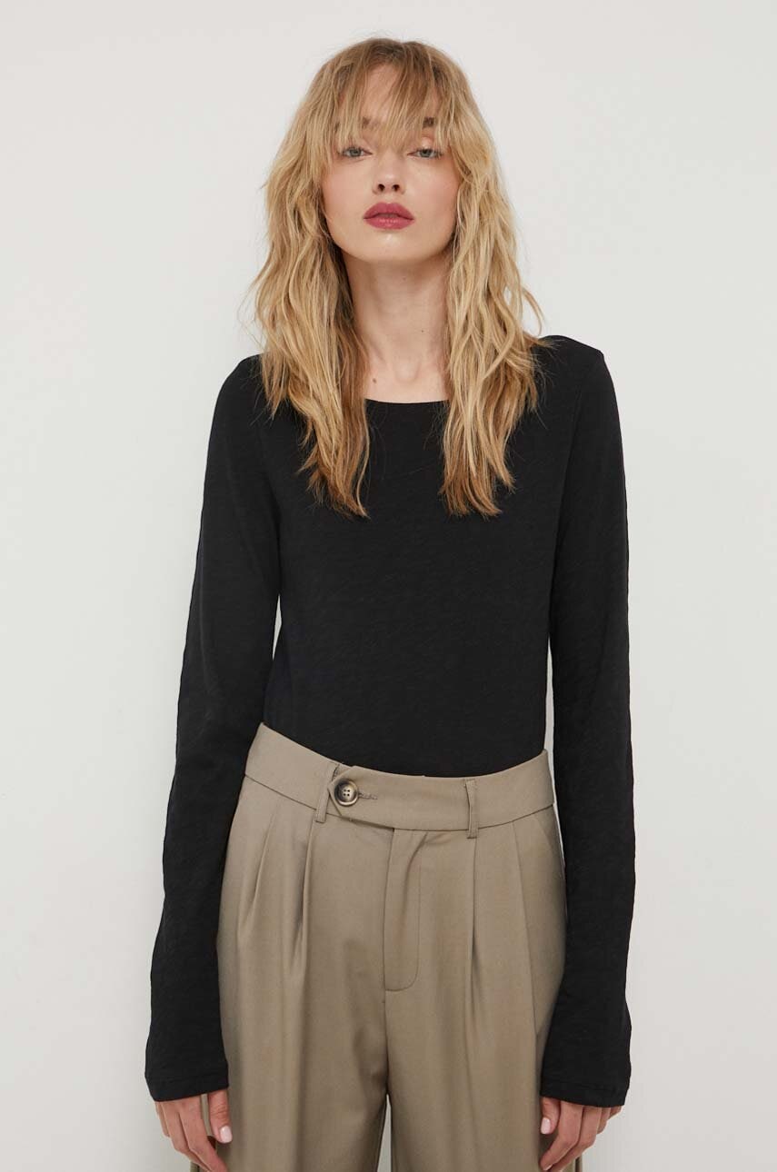 Βαμβακερή μπλούζα με μακριά μανίκια Marc O'Polo χρώμα: μαύρο B01226152199