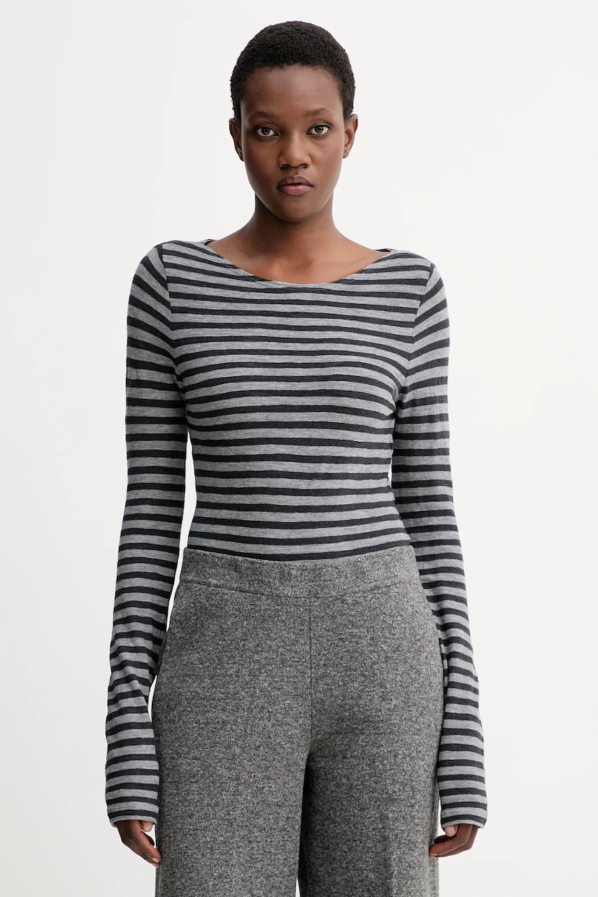 Βαμβακερή μπλούζα με μακριά μανίκια Marc O'Polo χρώμα: μοβ, M09219652597