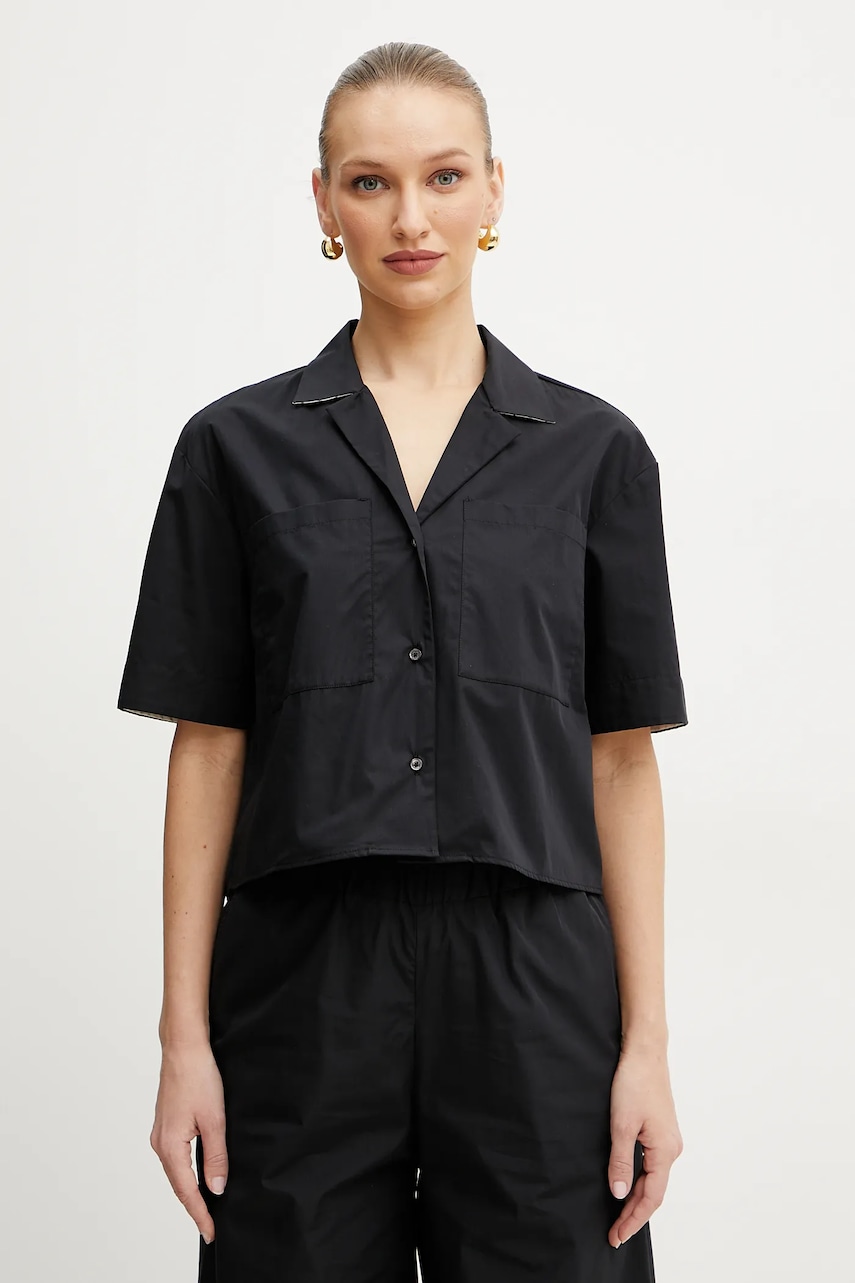 Βαμβακερό πουκάμισο MAX&Co. χρώμα: μαύρο, 2516111014200