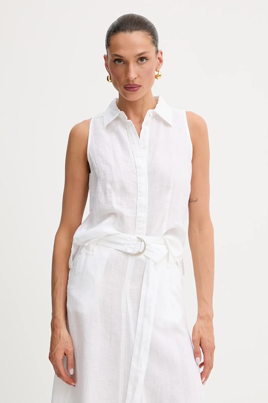 Πουκάμισο από λινό MAX&Co. χρώμα: άσπρο, 2516161025200