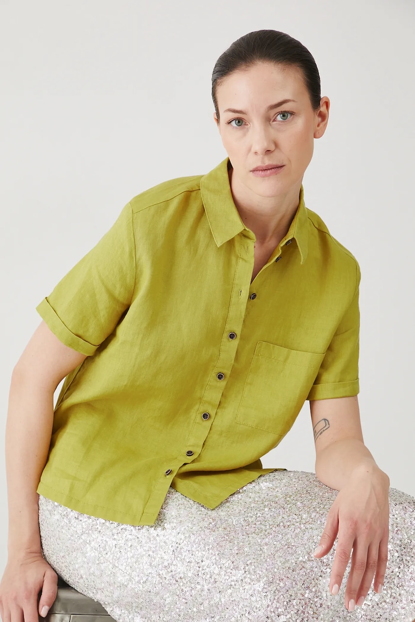 Πουκάμισο από λινό Medicine χρώμα: πράσινο