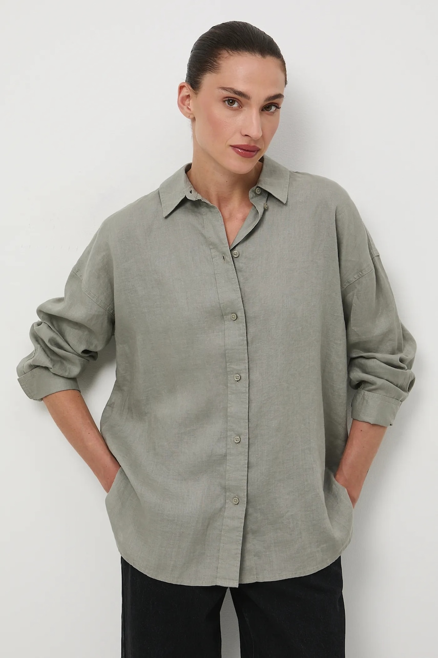 Πουκάμισο από λινό Medicine χρώμα: πράσινο