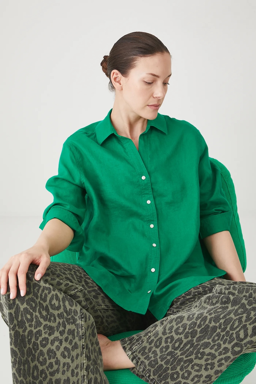 Πουκάμισο από λινό Medicine χρώμα: πράσινο