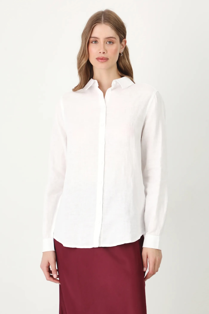 Πουκάμισο από λινό Medicine χρώμα: άσπρο