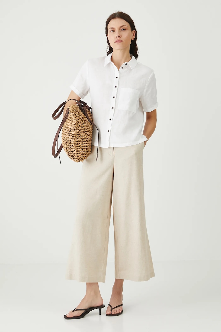 Πουκάμισο από λινό Medicine χρώμα: άσπρο