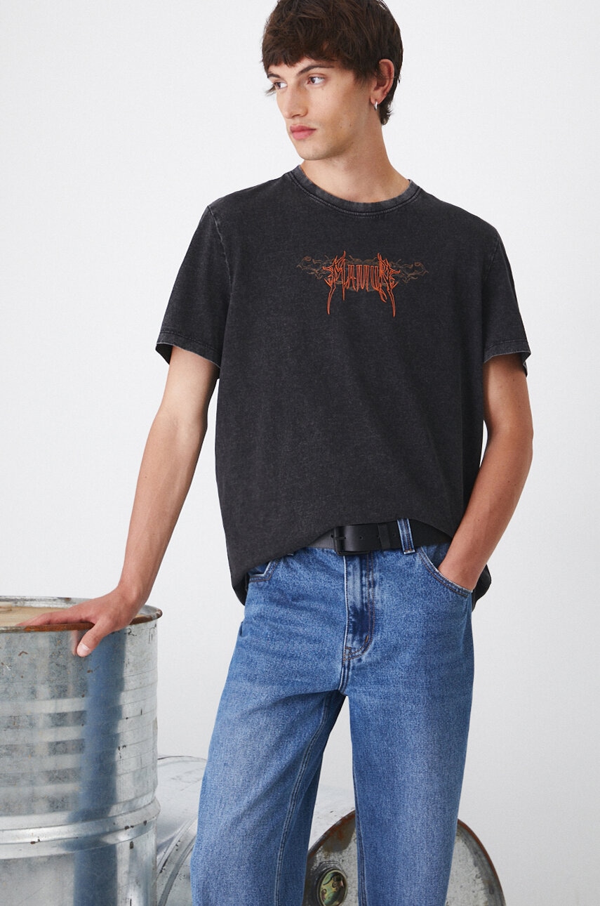 Βαμβακερό μπλουζάκι Medicine ανδρικά, χρώμα: μαύρο