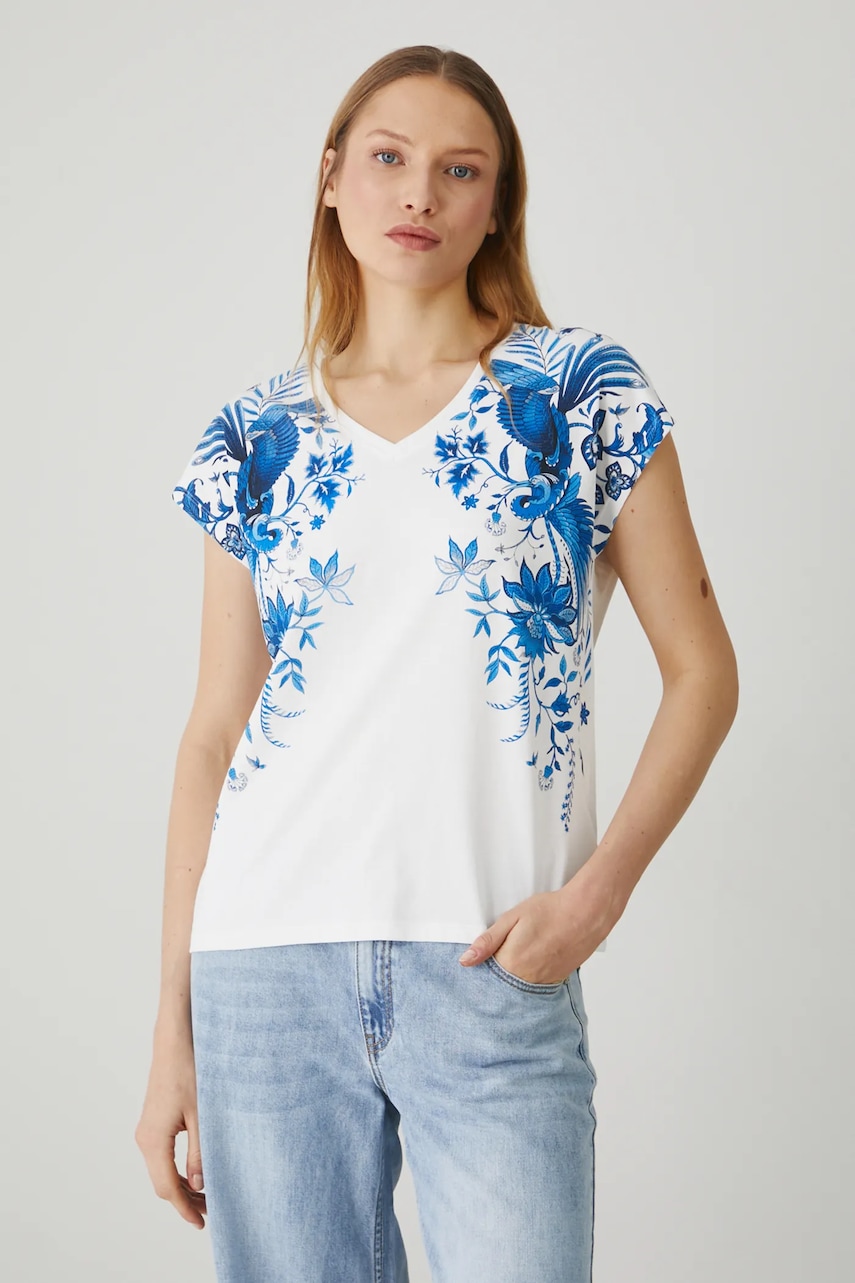 Βαμβακερό μπλουζάκι Medicine γυναικεία, χρώμα: μπεζ