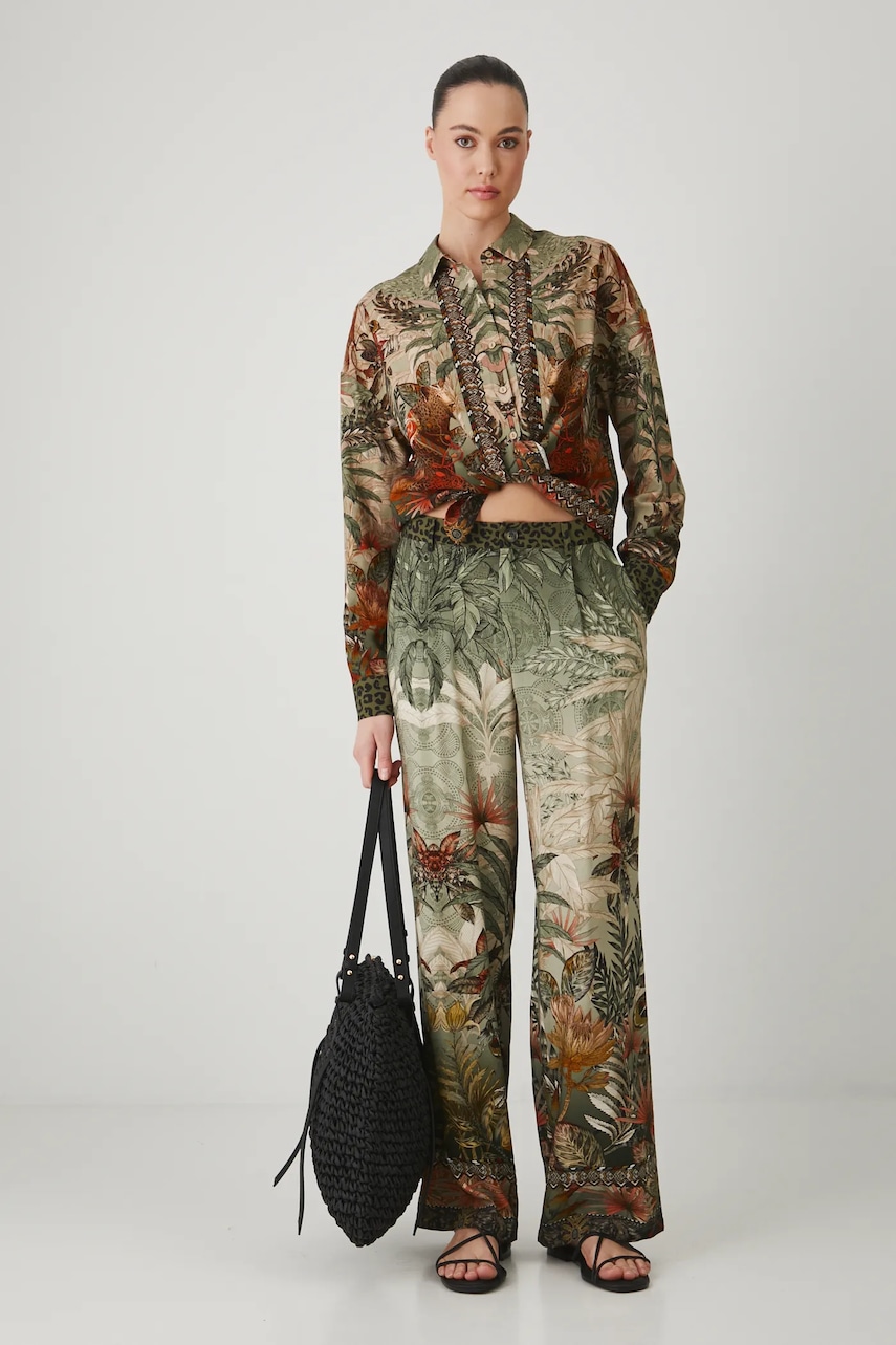 Παντελόνι με λινό μείγμα Medicine χρώμα: πολύχρωμο