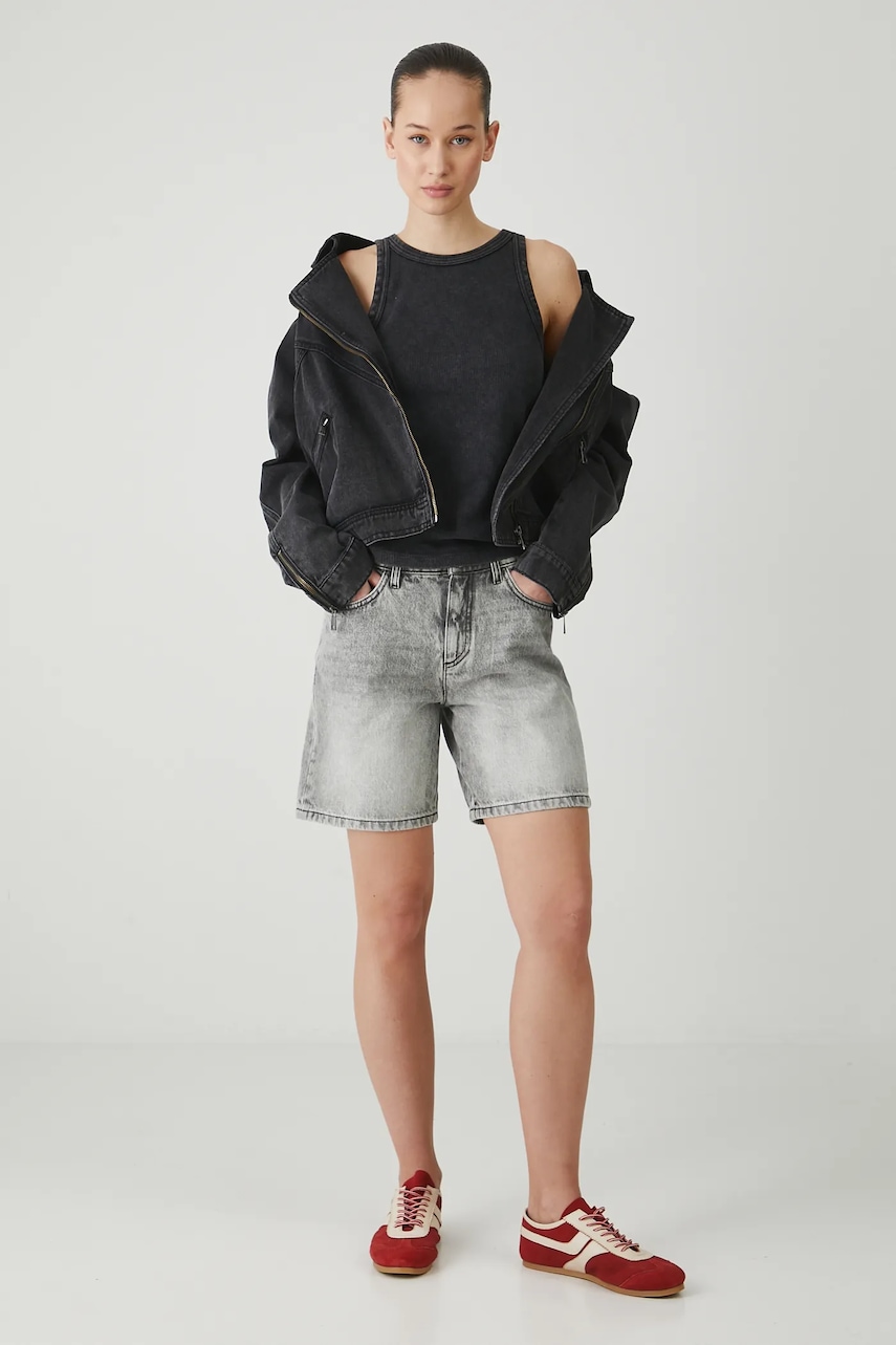 Βαμβακερό τζιν σορτς Medicine χρώμα: γκρι