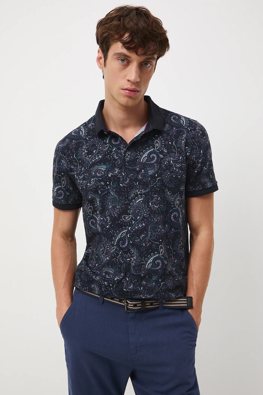 Βαμβακερό μπλουζάκι πόλο Medicine ανδρικά, χρώμα: μαύρο