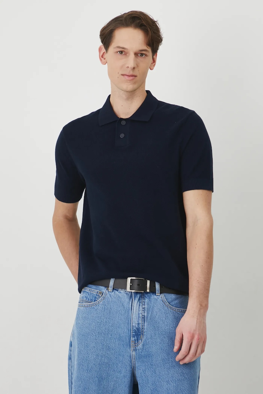 Βαμβακερό μπλουζάκι πόλο Medicine χρώμα: ναυτικό μπλε