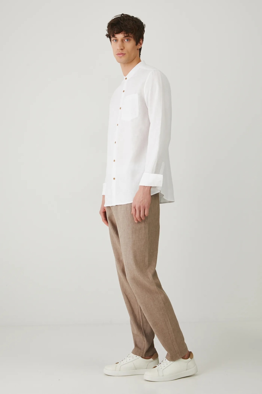 Πουκάμισο από λινό Medicine χρώμα: άσπρο