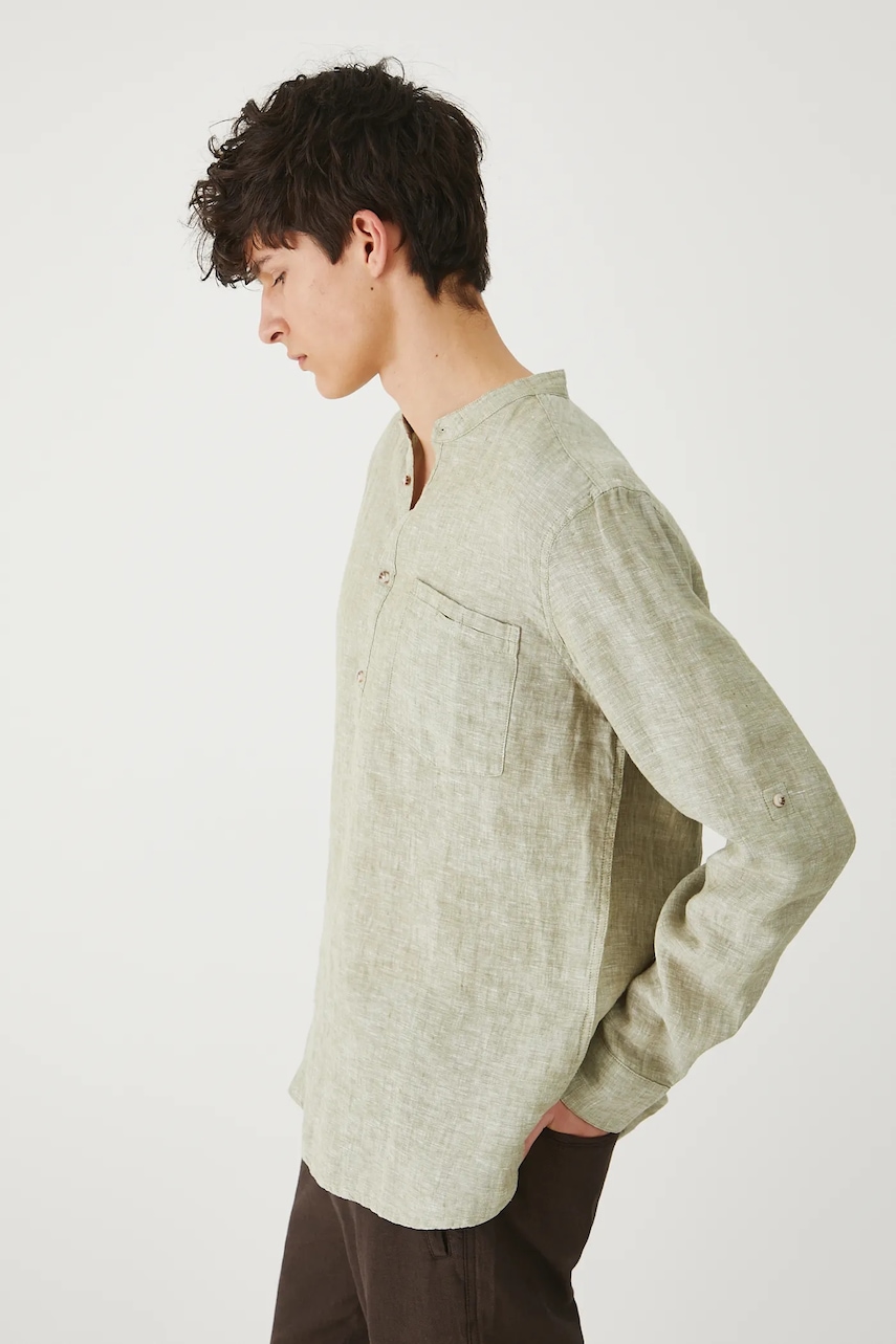 Πουκάμισο από λινό Medicine ανδρικά, χρώμα: πράσινο