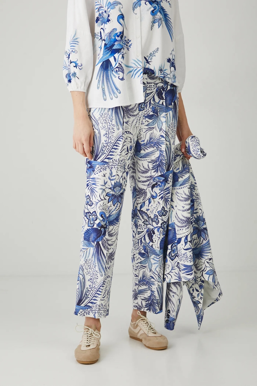 Παντελόνι με λινό μείγμα Medicine χρώμα: άσπρο