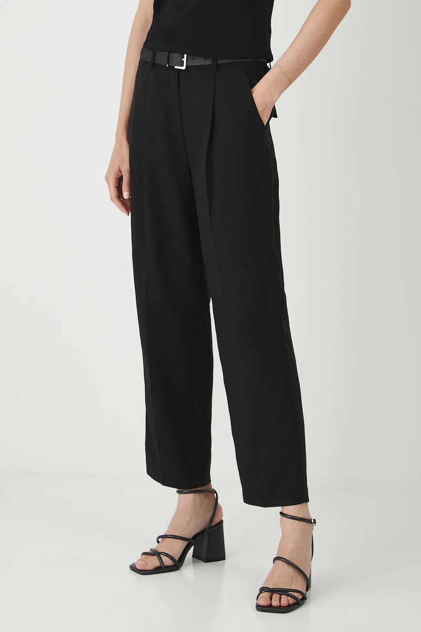 Παντελόνι με λινό μείγμα Medicine χρώμα: μαύρο