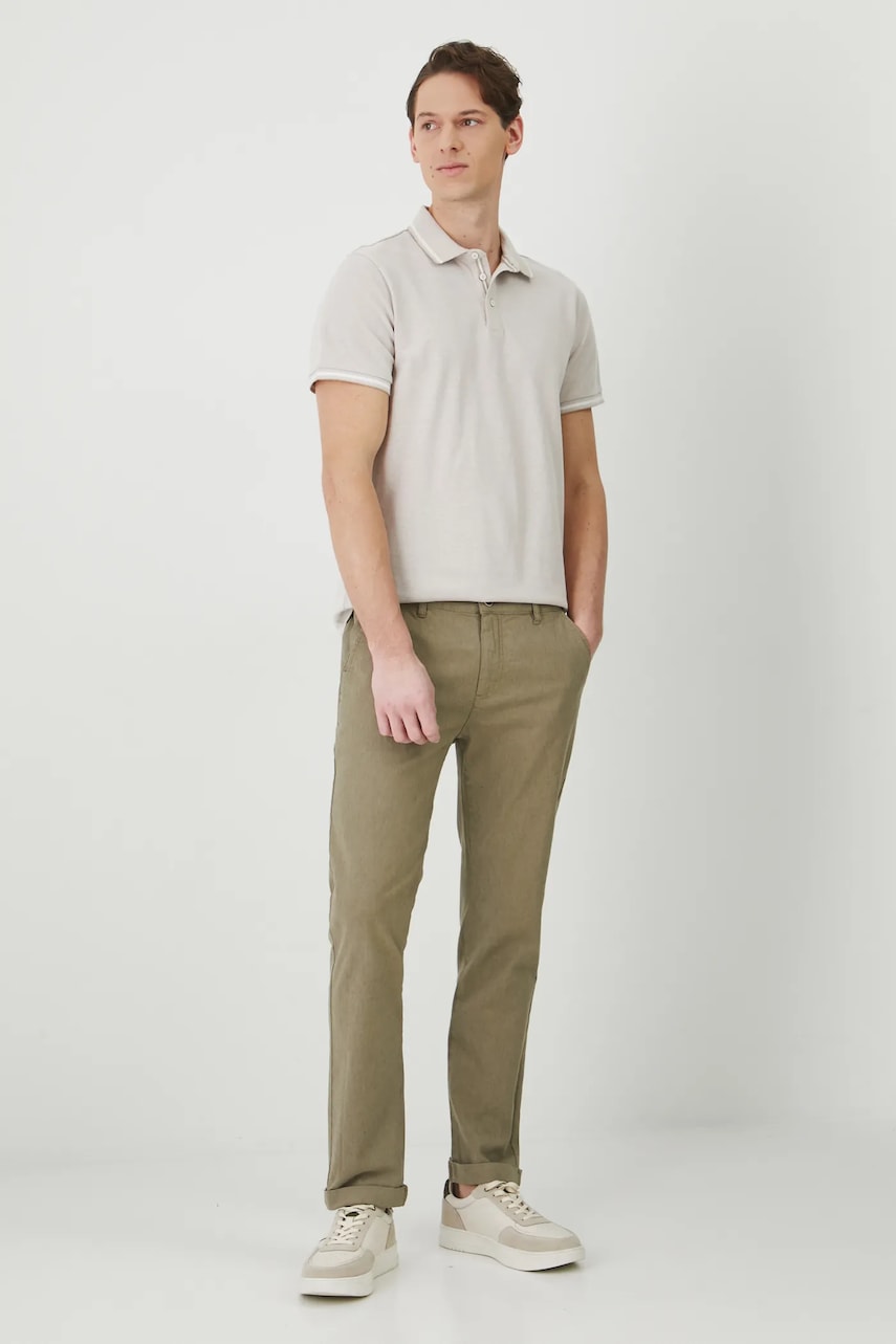 Παντελόνι με λινό μείγμα Medicine χρώμα: πράσινο
