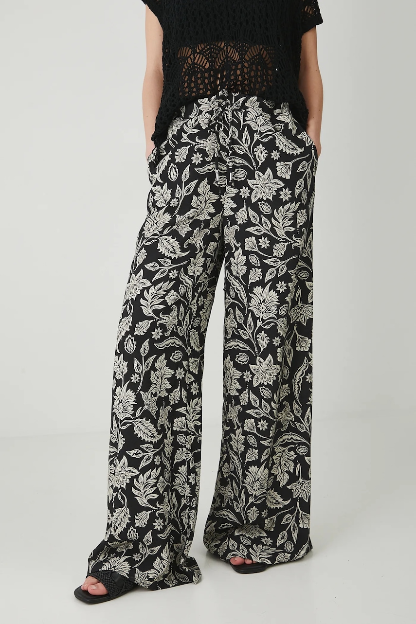 Παντελόνι με λινό μείγμα Medicine χρώμα: μαύρο