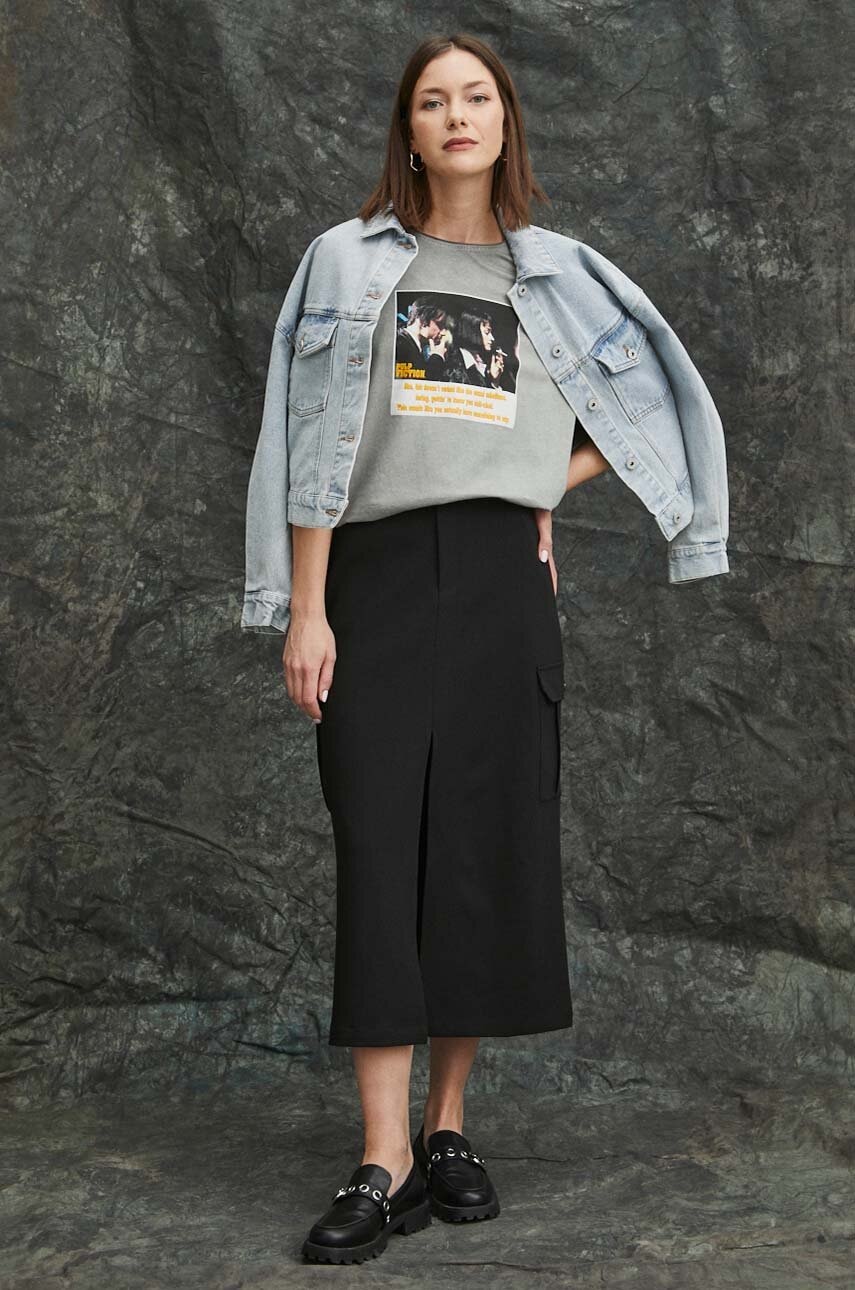 Βαμβακερό μπλουζάκι Medicine γυναικεία, χρώμα: γκρι