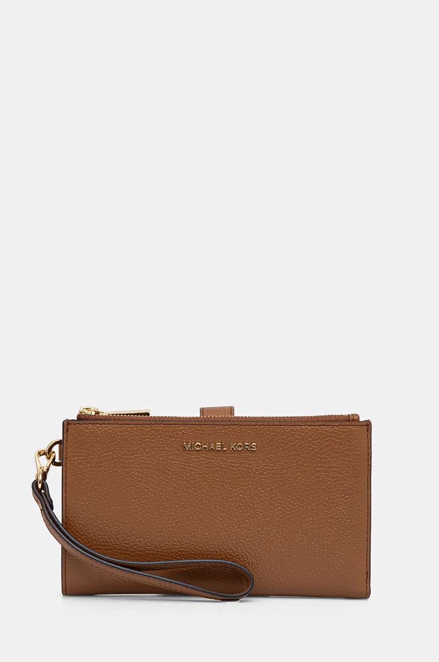 Δερμάτινο πορτοφόλι MICHAEL Michael Kors χρώμα: καφέ, 32T7GAFW4L