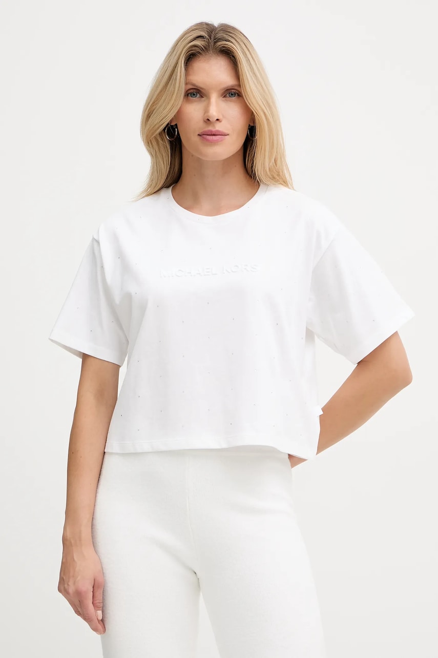 Βαμβακερό μπλουζάκι MICHAEL Michael Kors χρώμα: άσπρο, MF551TR2ZU