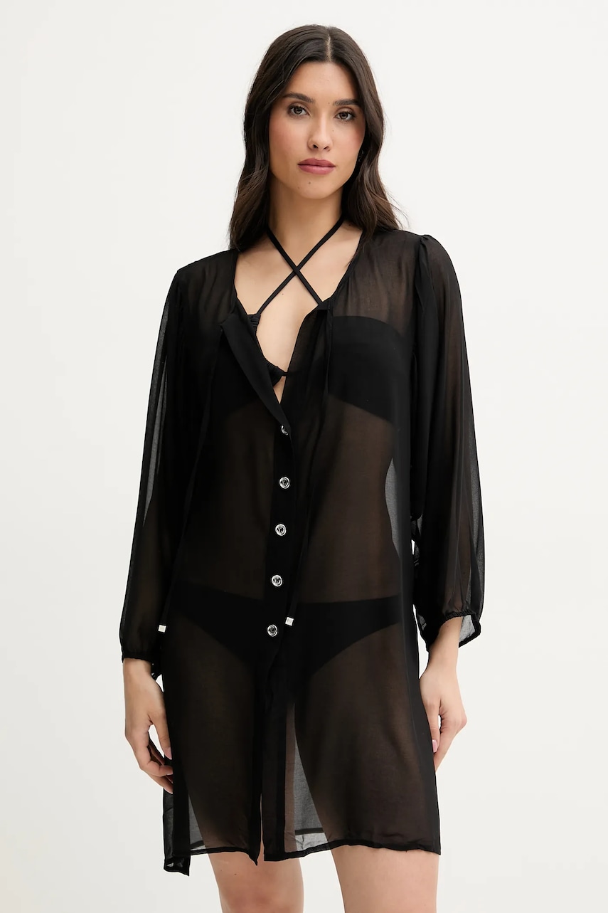 Πουκάμισο MICHAEL Michael Kors χρώμα: μαύρο, MM2R791